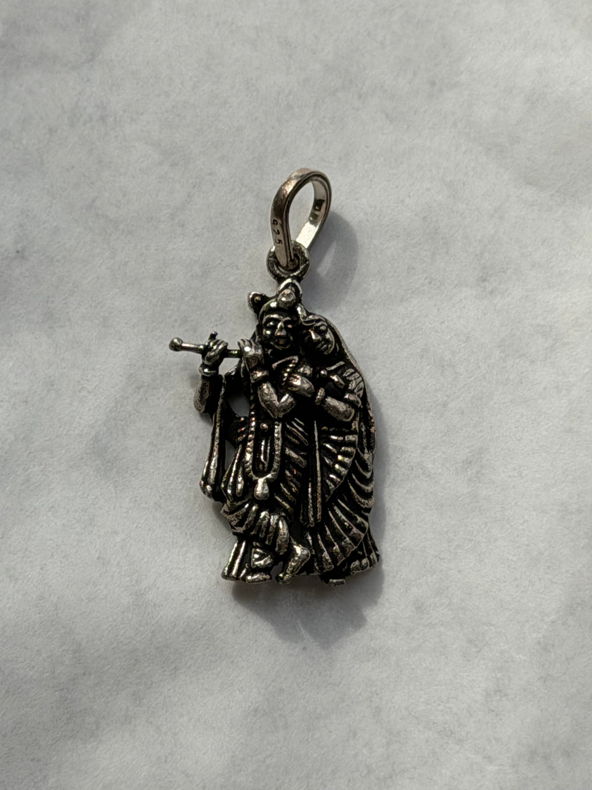 Radha Krishna Silver Pendant