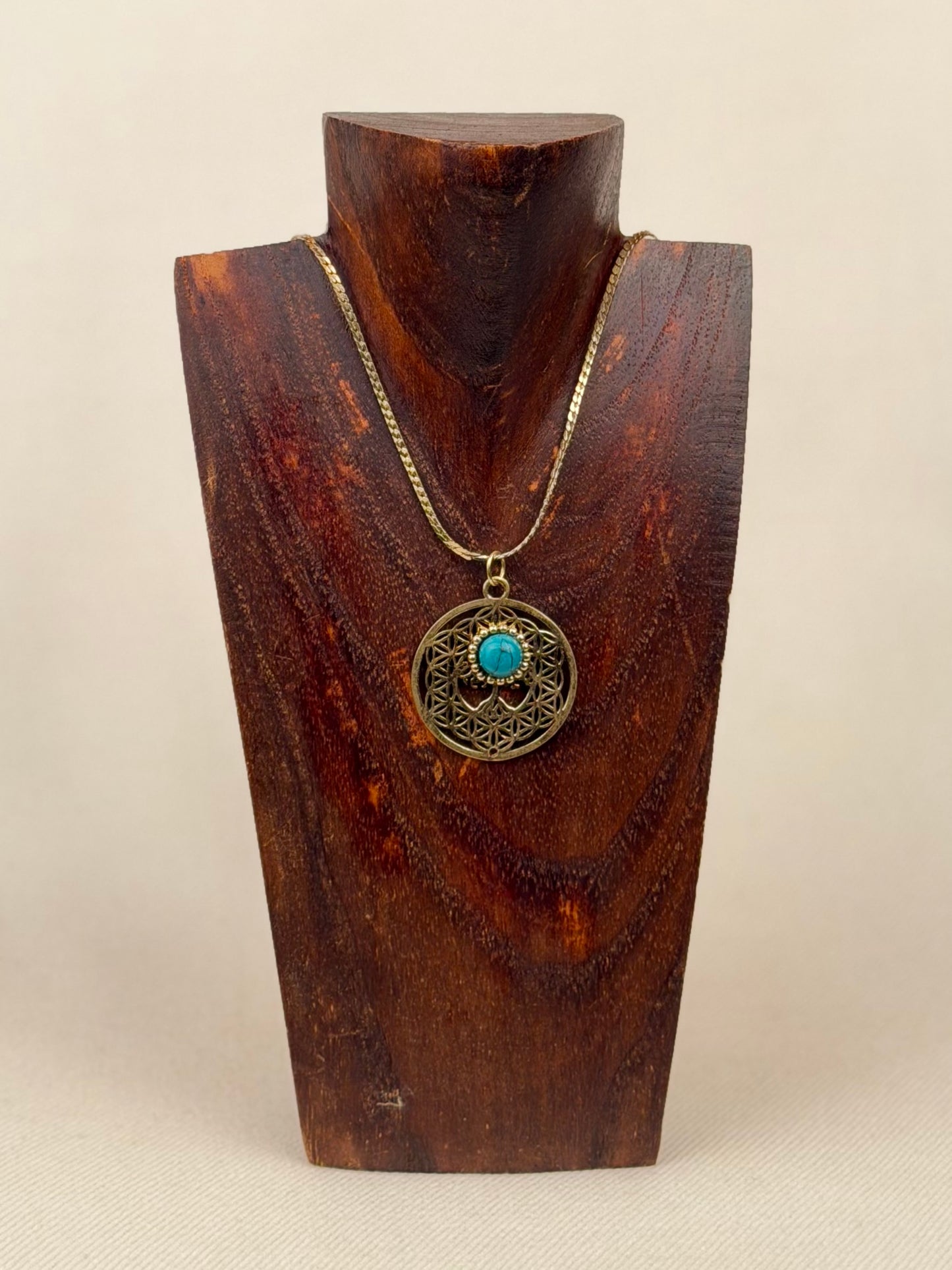 Gold Mandala Pendant Necklace