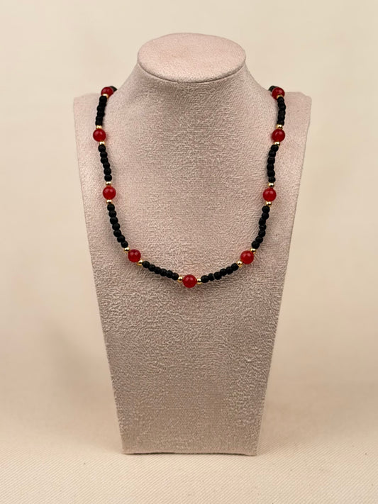 Black Tulasi Necklace with Coloured Beads