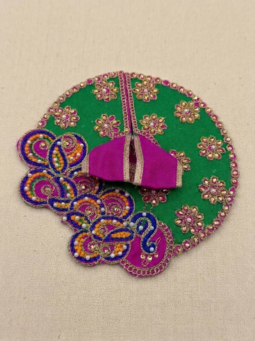 Laddu Gopal Green and Peacock Outfit