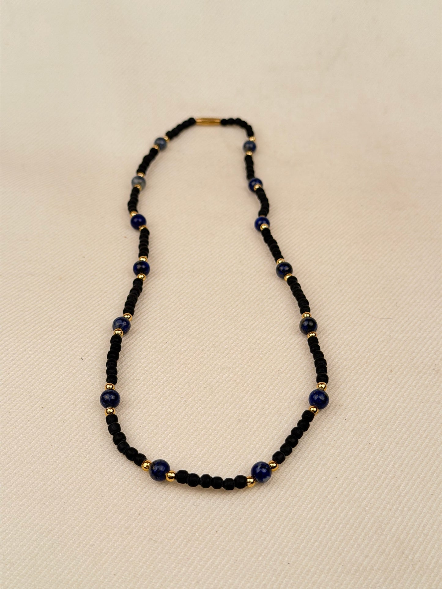Black Tulasi Necklace with Coloured Beads