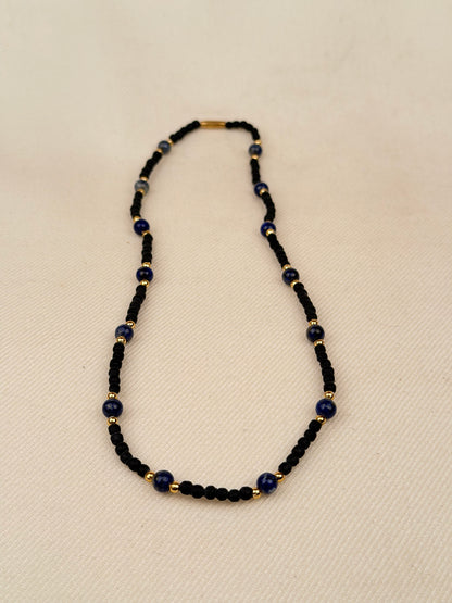 Black Tulasi Necklace with Coloured Beads