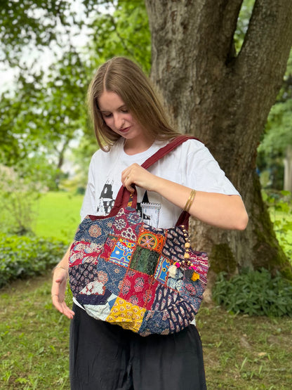 Round Patchwork Shoulder Bag