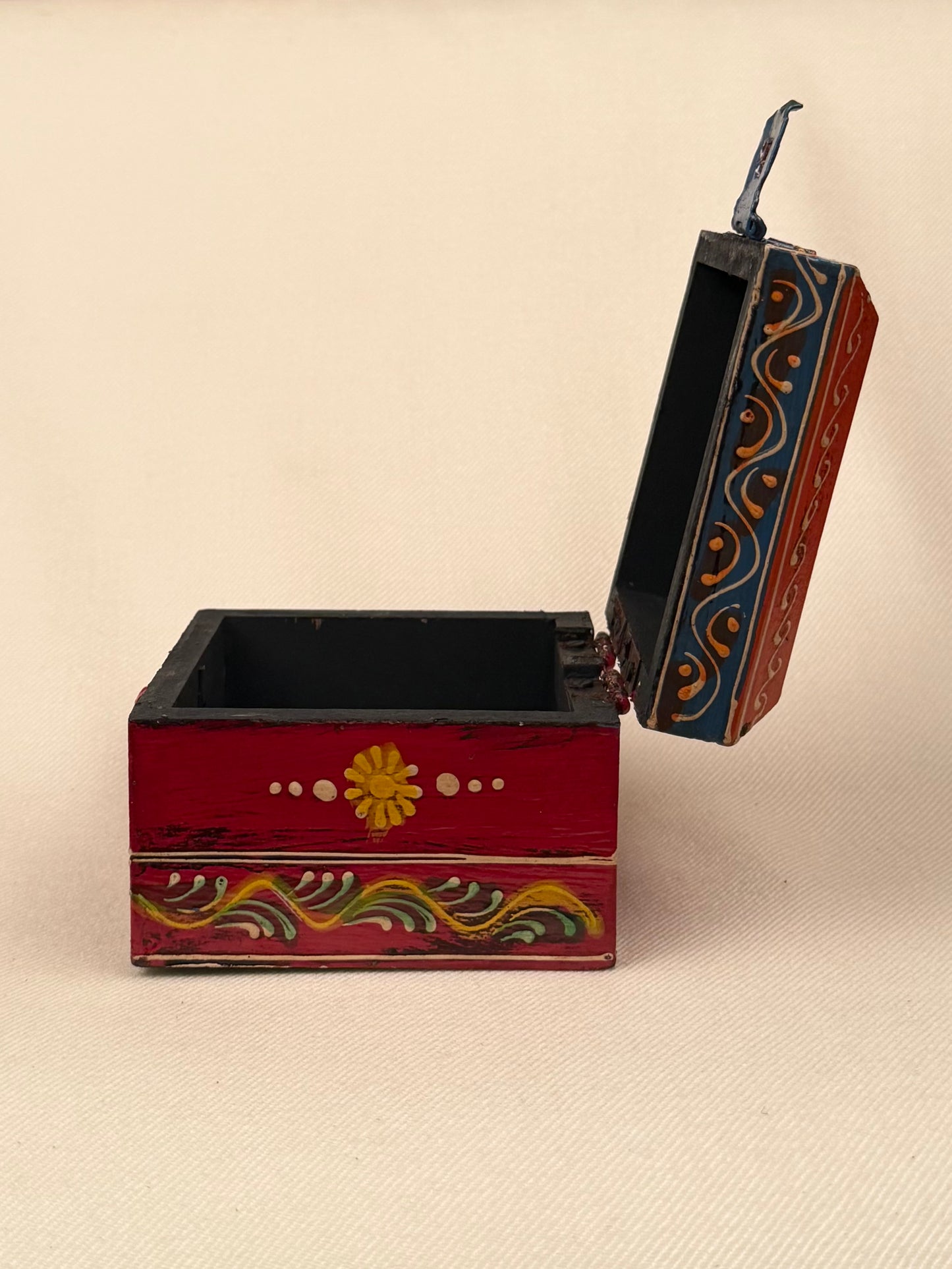 Hand-Painted Square Wooden Box