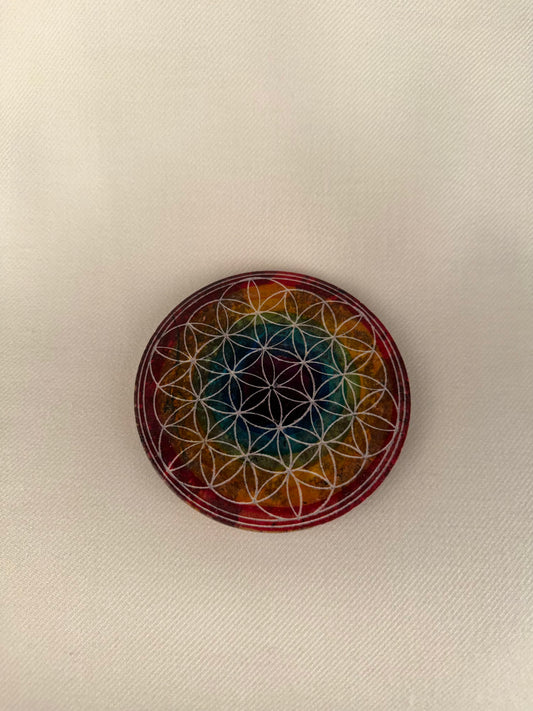 Soapstone Flower of Life Incense Holder