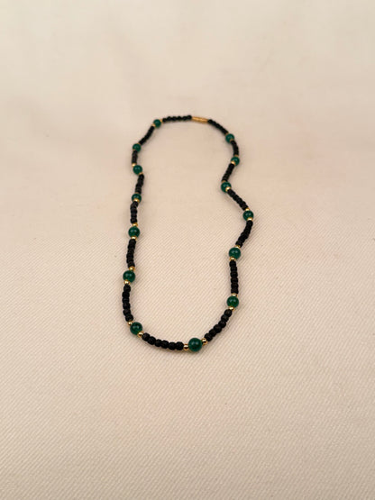 Black Tulasi Necklace with Coloured Beads