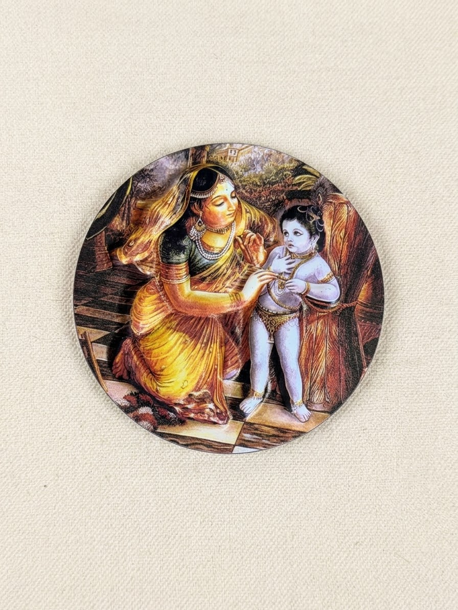 Yashoda and Krishna Round Magnet Small
