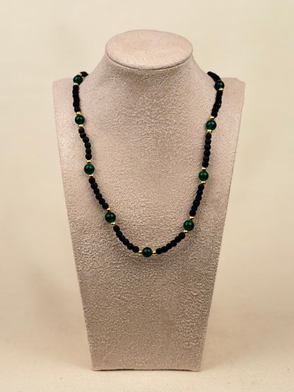 Black Tulasi Necklace with Coloured Beads