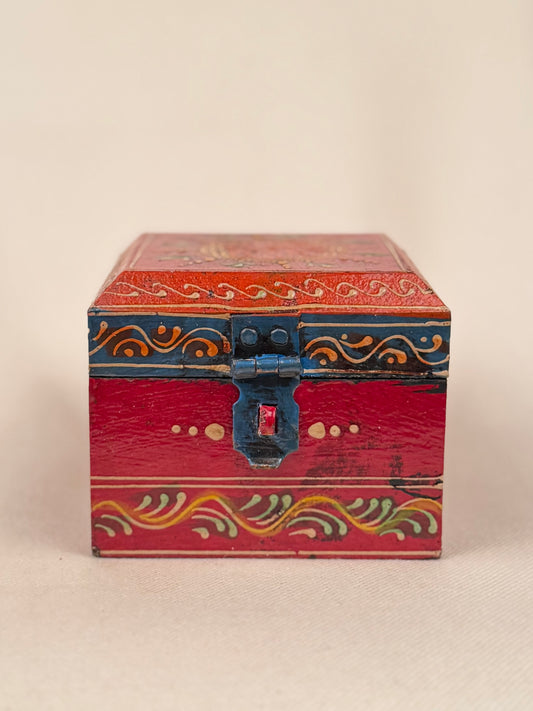 Hand-Painted Square Wooden Box