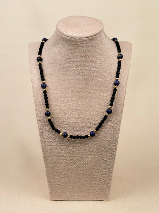 Black Tulasi Necklace with Coloured Beads