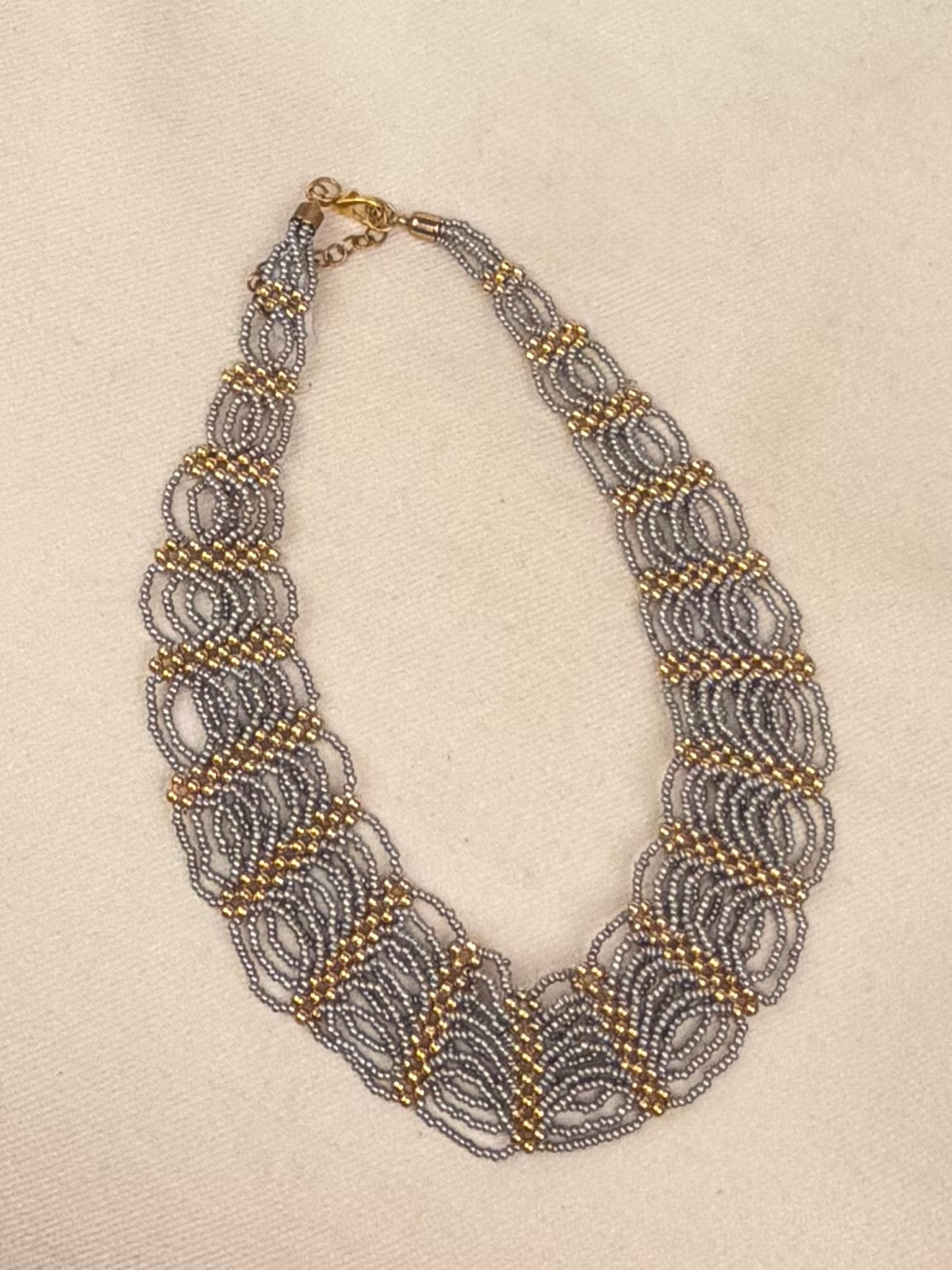 Layered Grey & Gold Pearl Necklace