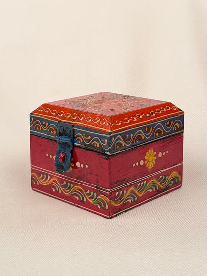 Hand-Painted Square Wooden Box