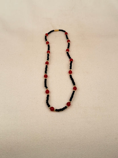 Black Tulasi Necklace with Coloured Beads