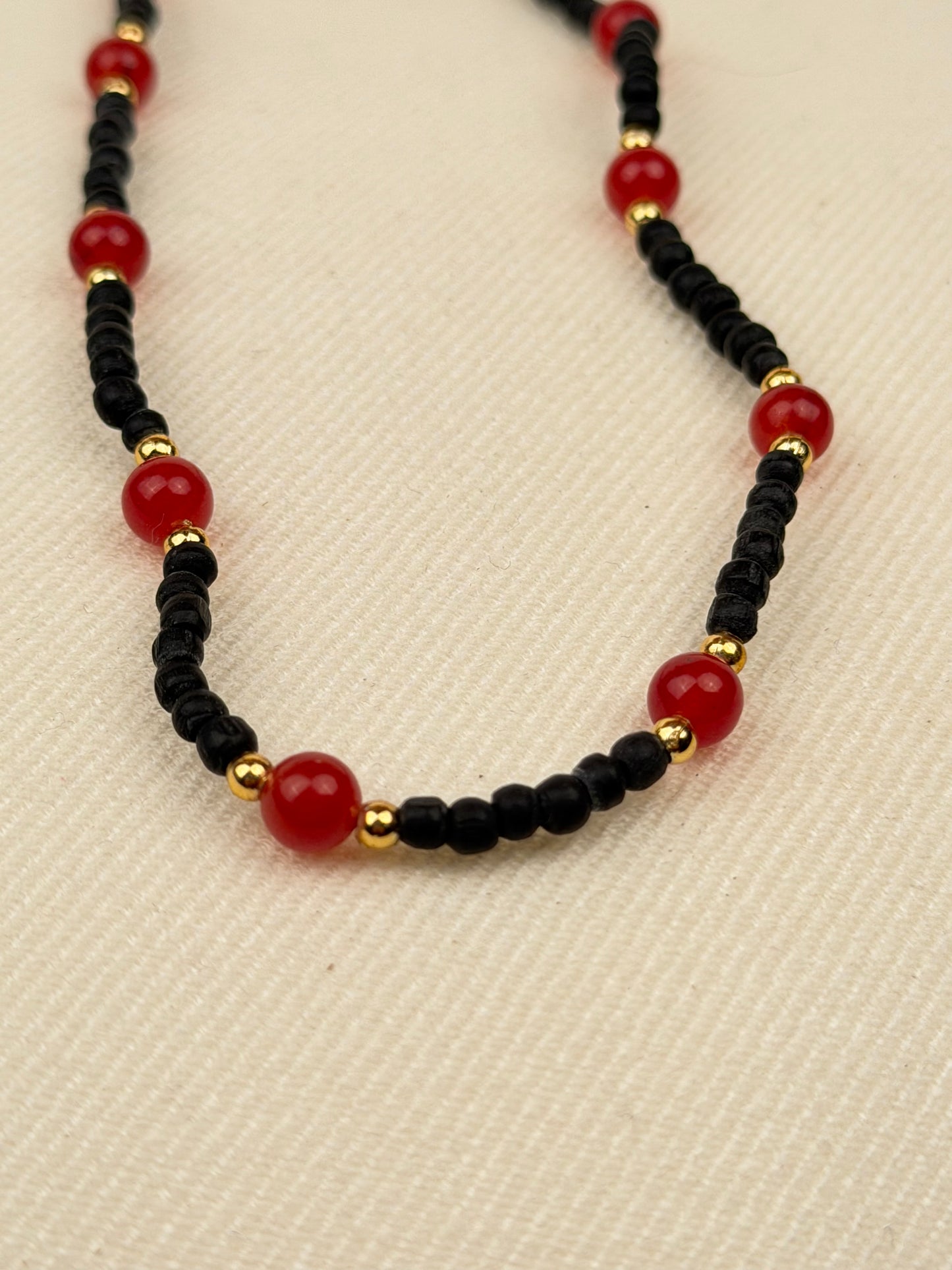 Black Tulasi Necklace with Coloured Beads