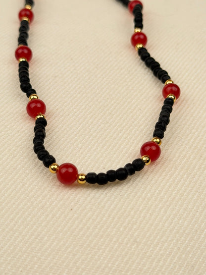 Black Tulasi Necklace with Coloured Beads
