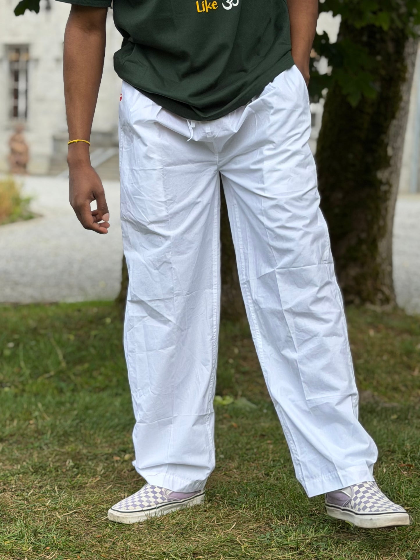 Men's White Flowy Pants