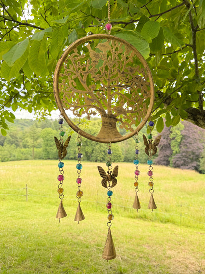 Metal Tree Hanging with Butterflies and Beads