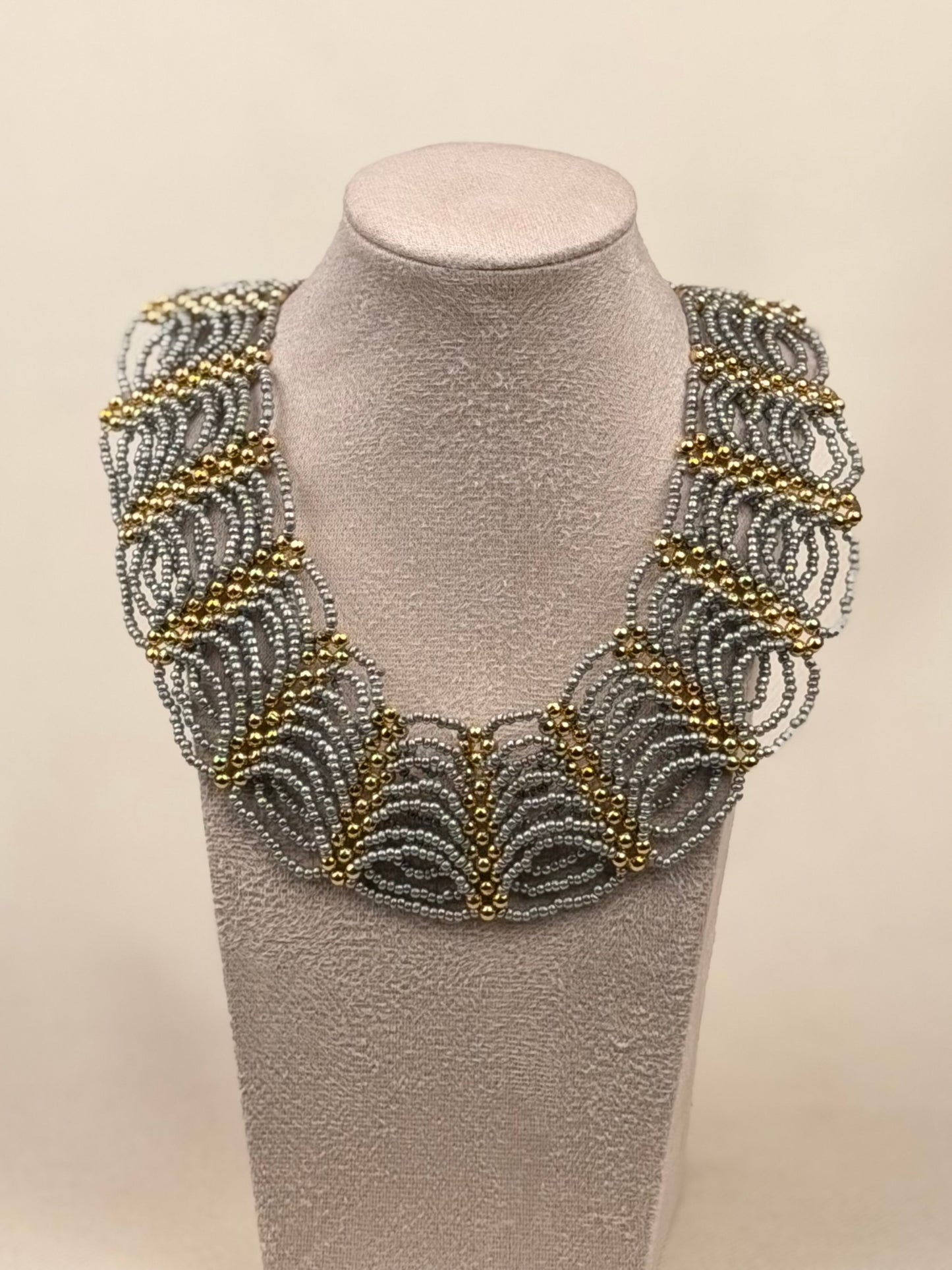 Layered Grey & Gold Pearl Necklace