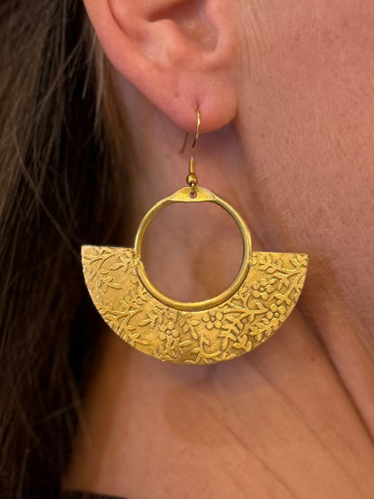 Fan-Shaped Hook Earrings