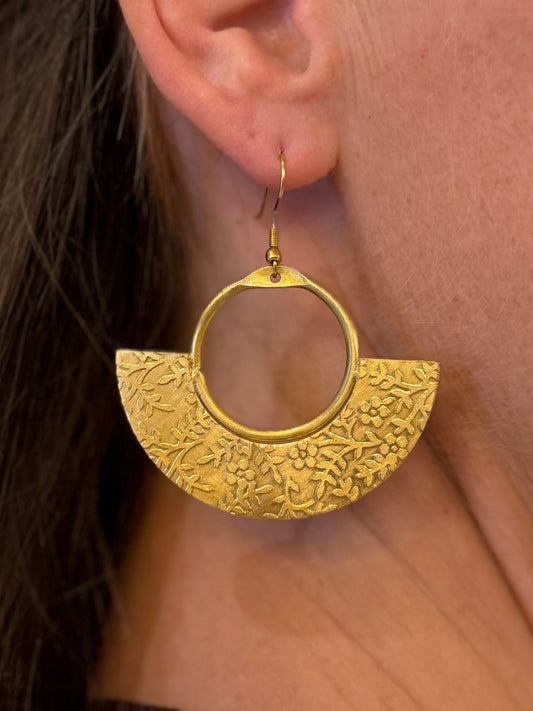 Fan-Shaped Hook Earrings