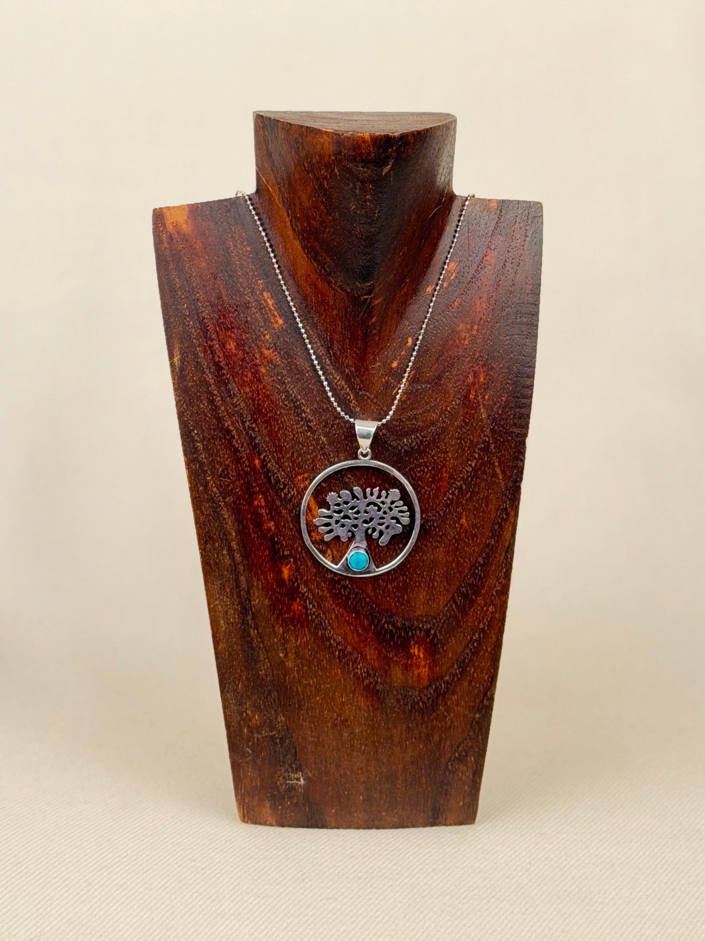 Silver Precious Stone Pendant Necklace