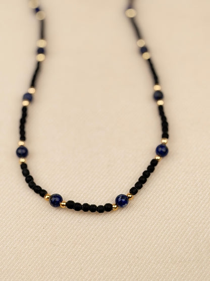 Black Tulasi Necklace with Coloured Beads