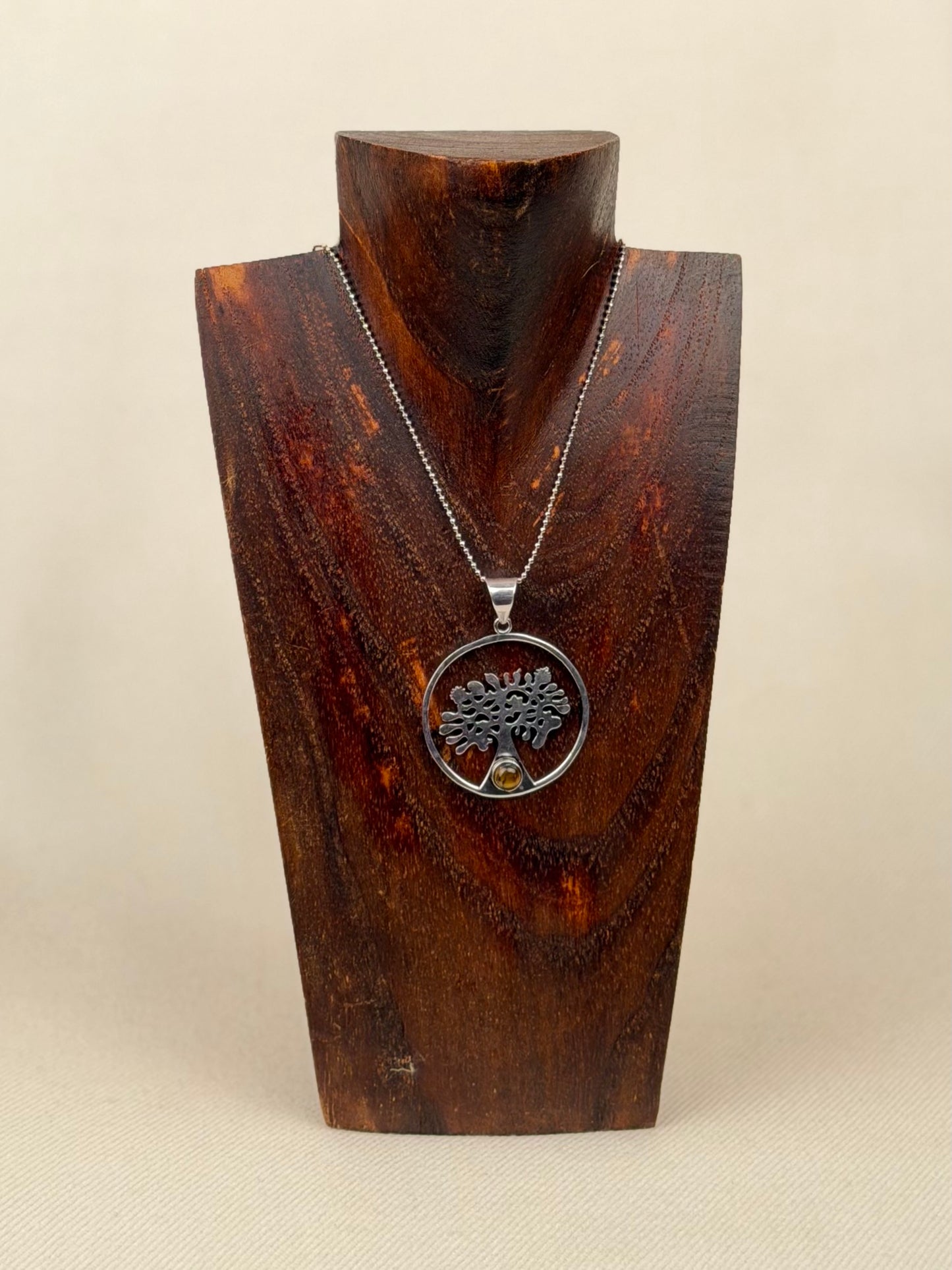 Silver Precious Stone Pendant Necklace
