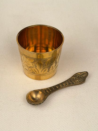 Brass Achamana Cup and Spoon Set