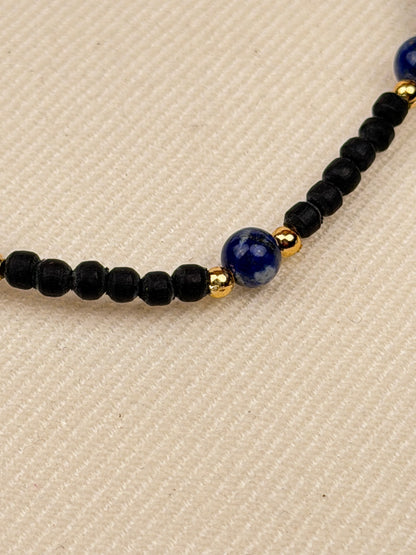 Black Tulasi Necklace with Coloured Beads