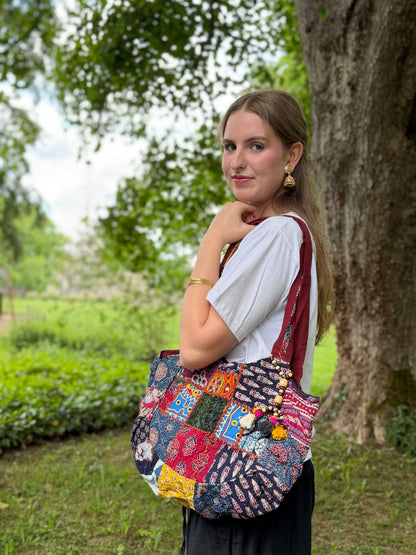 Round Patchwork Shoulder Bag