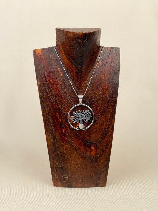 Silver Precious Stone Pendant Necklace