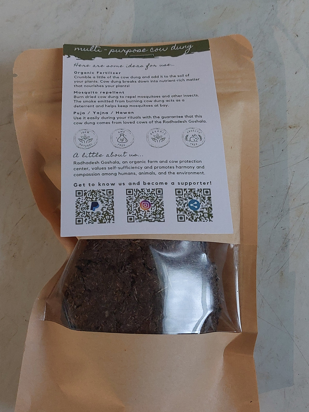 Cow dung from goshala